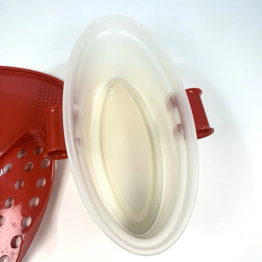 Microwave Pasta Boat TeleBrands Red Complete Strainer Insert Recipe Book